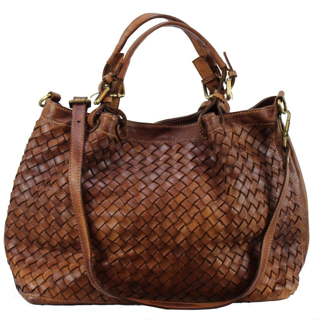 BZNA Bag Rene Cognac Italy Designer Braided Women's - Etsy