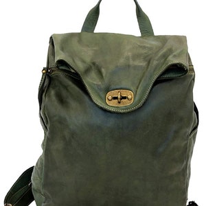 BZNA Bag Rinalto green Italy backpack backpacker designer bag handbag shoulder bag leather women new