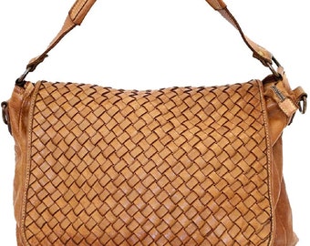 Bozana Bag Rimini cognac Italy Designer Women's Handbag Shoulder Bag Calf Leather Shopper New