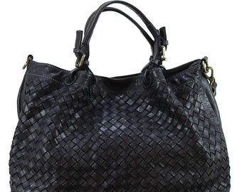BZNA Bag Rene nero Italy designer braided women's handbag shoulder bag bag sheepskin shopper new