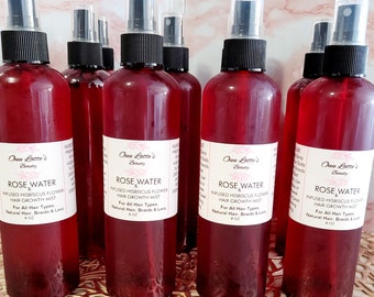 REFRESHING RoseWater & Infused HIBISCUS Flowers Hair Mist For ALL/Natural Hair/Braids/Locs
