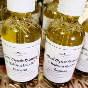 INFUSED ORGANIC Rosemary & Hibiscus Hair Oil TREATMENT/All Natural/Stimulates/Dry Scalp/Split Ends/Healthy Hair Growth