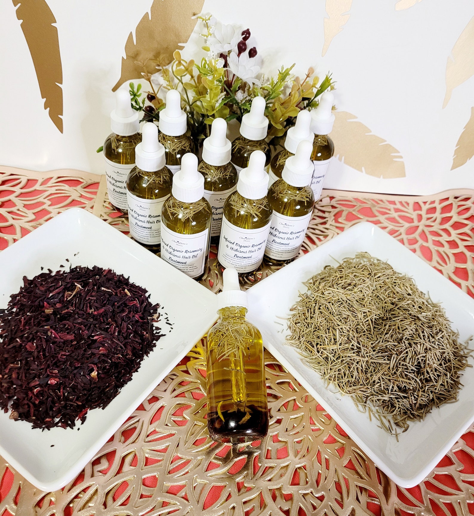 INFUSED ORGANIC Rosemary & Hibiscus Hair Oil Treatment/all Etsy
