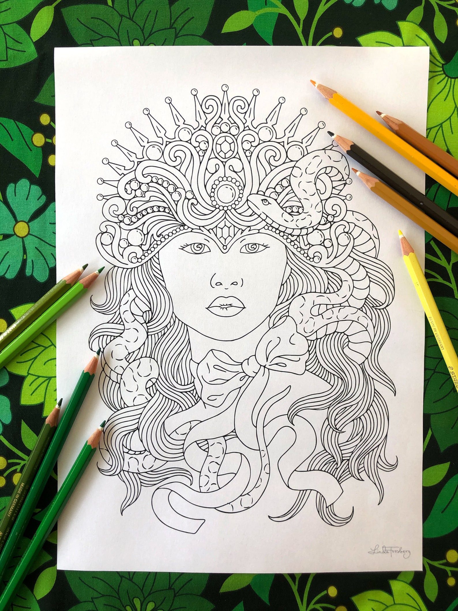 Snake Queen PDF coloring page Instant Download Printable | Etsy
