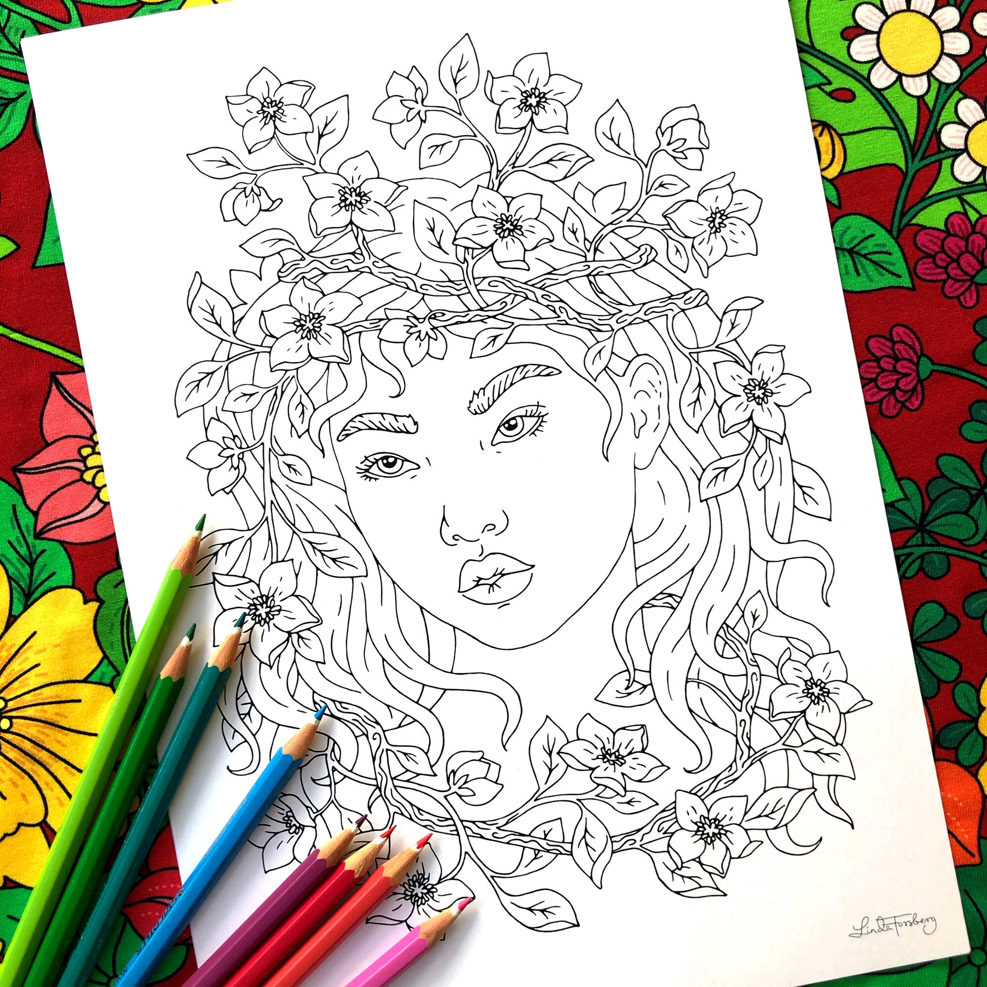 Hanami, PDF Coloring Page, Instant Download Printable File for Adults ...