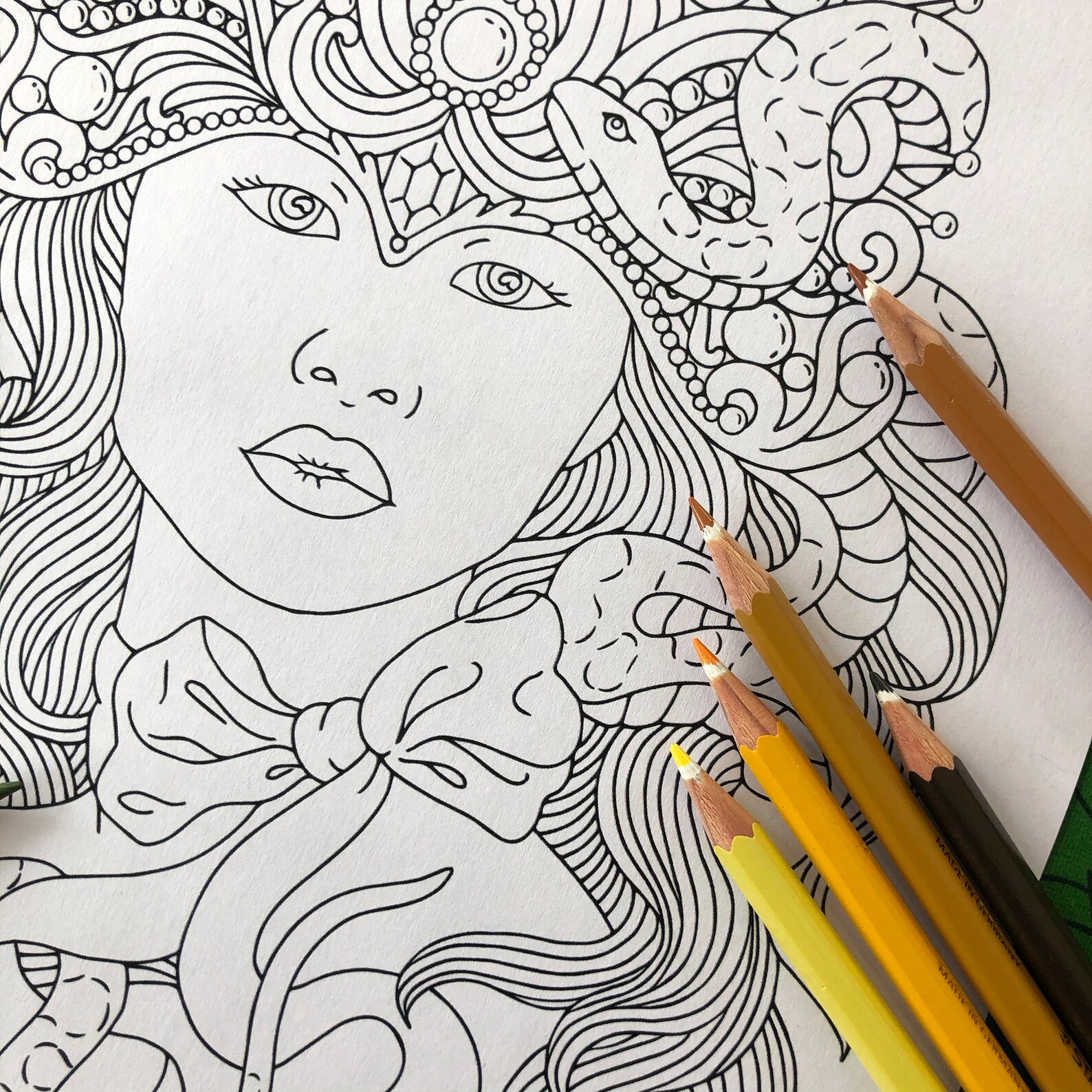 Snake Queen PDF coloring page Instant Download Printable | Etsy