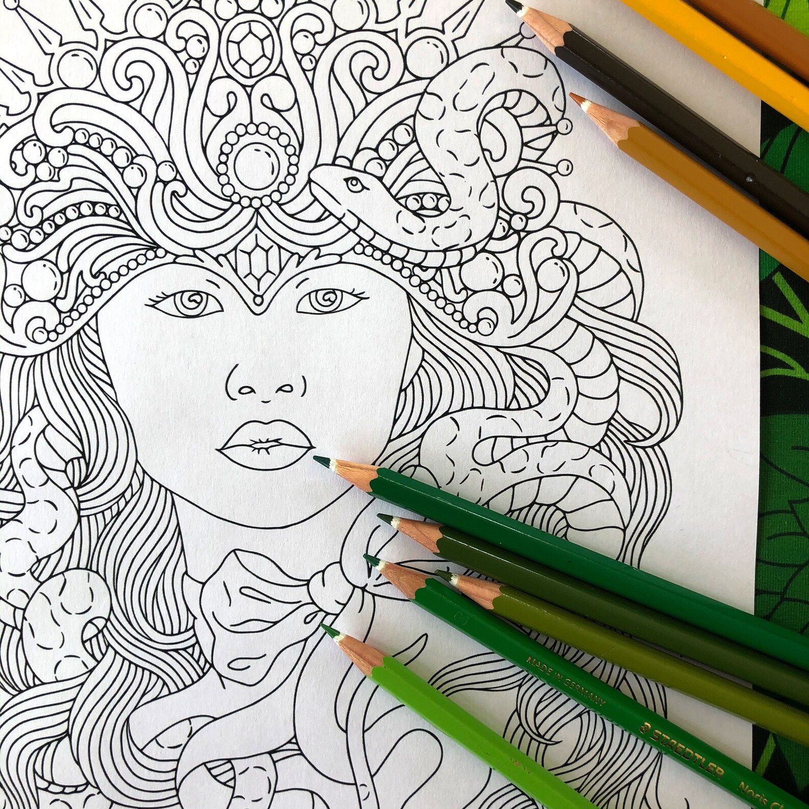 Snake Queen PDF coloring page Instant Download Printable | Etsy
