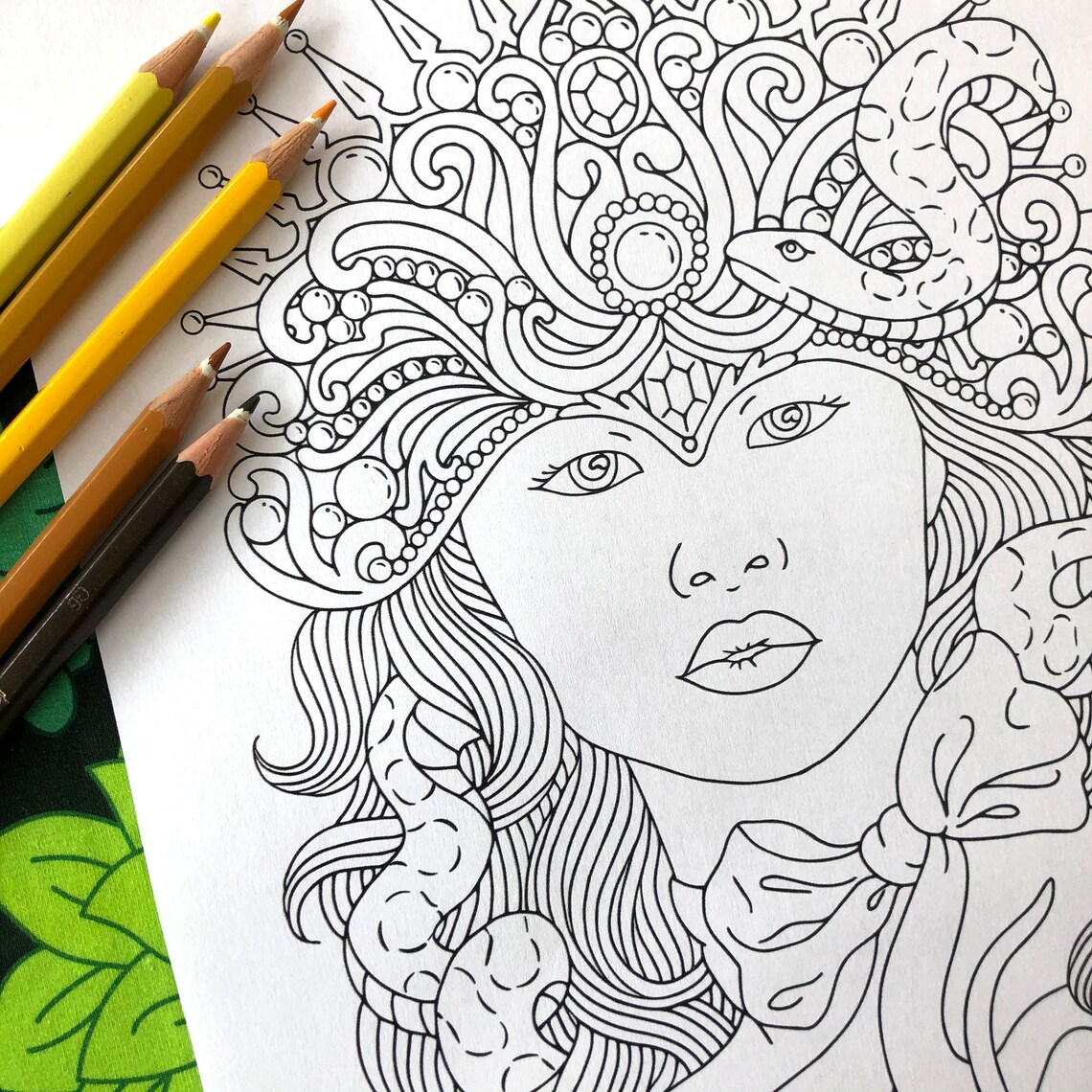 Snake Queen PDF coloring page Instant Download Printable | Etsy