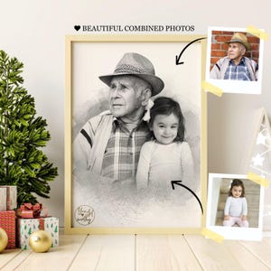 Memorial Portrait from Two Photos – Add Deceased Loved One to Photo – Custom Heaven Tribute Loss Remembrance Keepsake - Mom Dad Grandparent