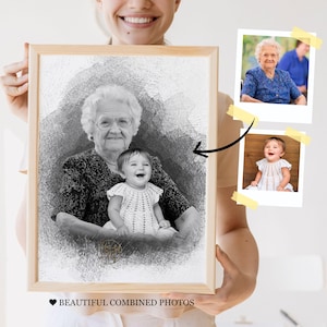 Add Loved One to Photo, Loss of Father-Mother, Family Portrait From Photos, Combine Photos, Christmas Gift, Memorial Gift for Dad Mom, Gift