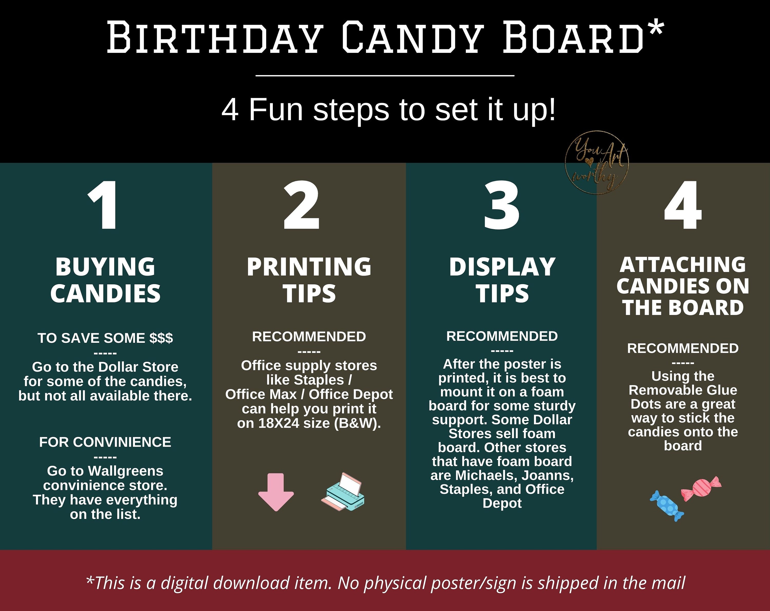 75th Birthday PRINTABLE Candy Poster Birthday Candy Sign - Etsy