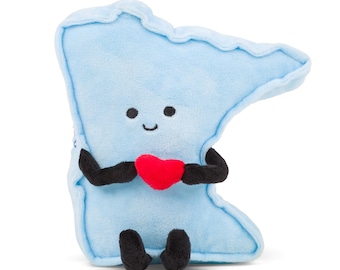 Minnesota State Plush — Graduation Gifts, Dorm Decor, Mother's Day, Unique Gifts for Her | Minneapolis, Tiny Red Heart or Loon