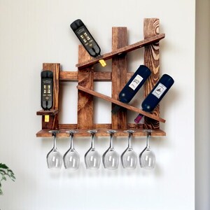 Portavino Decorativo Tinyuet Portabottiglie Da Parete, Portabottiglie Da Appendere In Etallo Rustico Da 21.6 Pollici Cantinetta Vino Doppia Temperatura