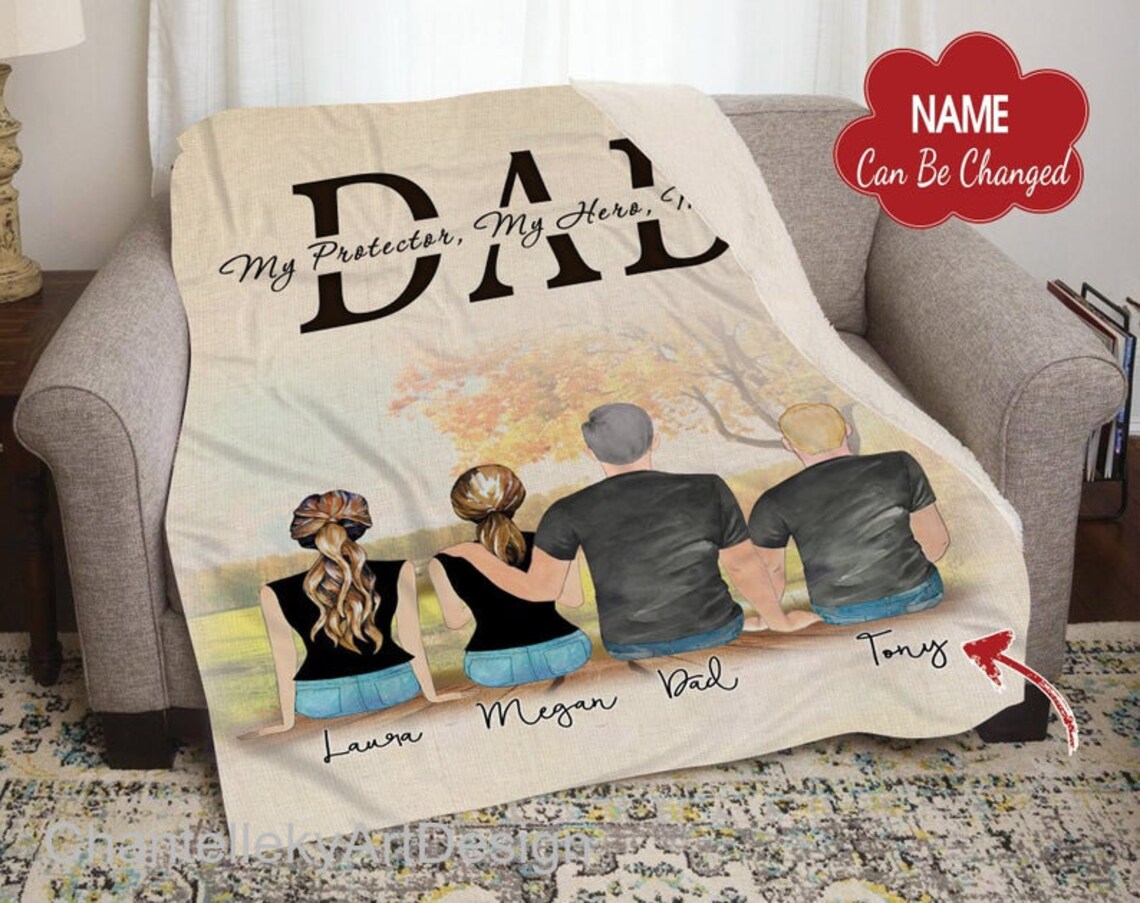 Personalized To My Dad Blanket My Protector My Hero My Dad Etsy