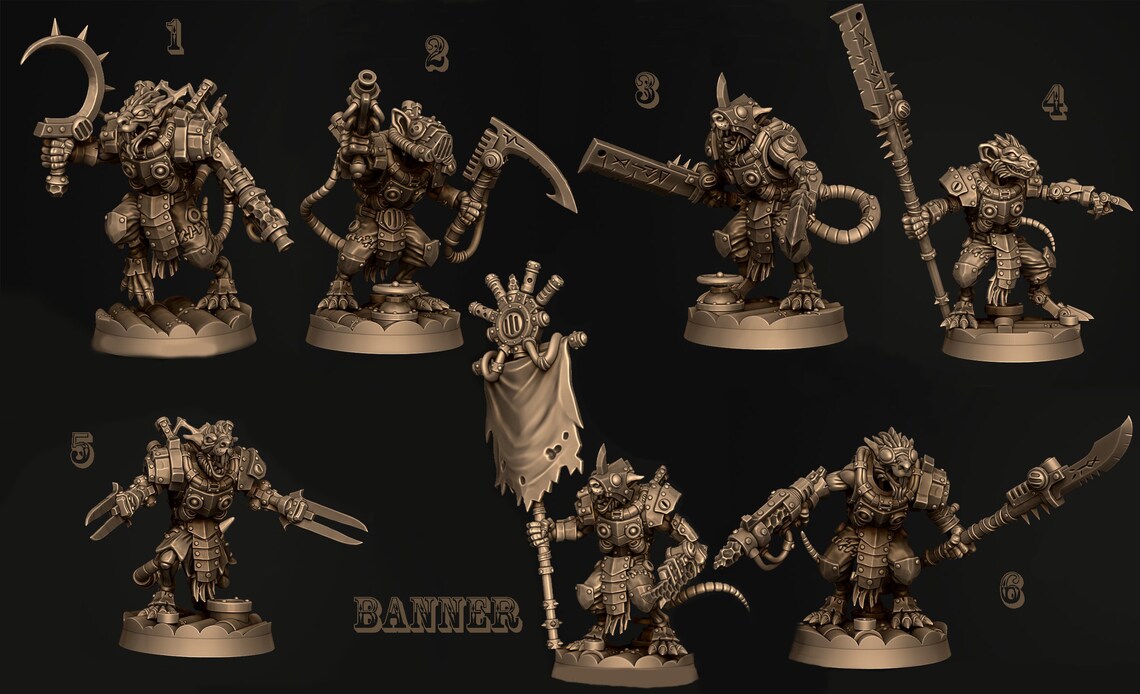 Skaven Ratkin Plague Rat Clanrats Stormvermin 3D Etsy