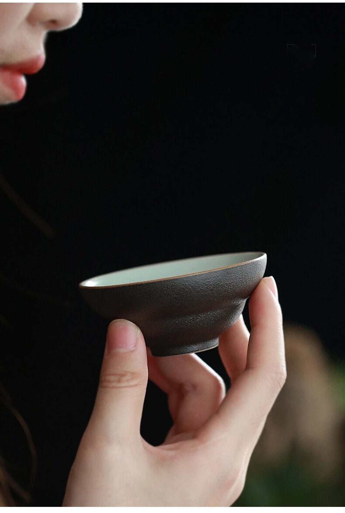 Black Ceramic Teacup Porcelain Tea Cup Household Chinese Cup Etsy