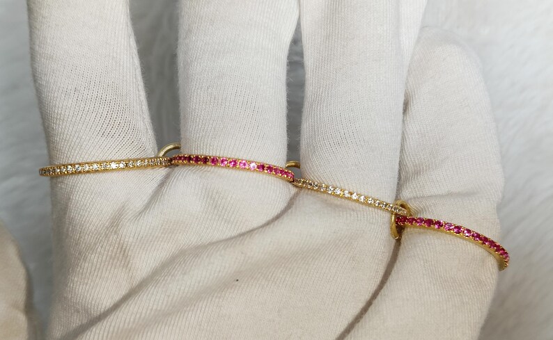 Anillo apilable entrelazado de plata con rubíes y diamantes, anillo minimalista de oro, regalo para el Día de la Madre. imagen 18