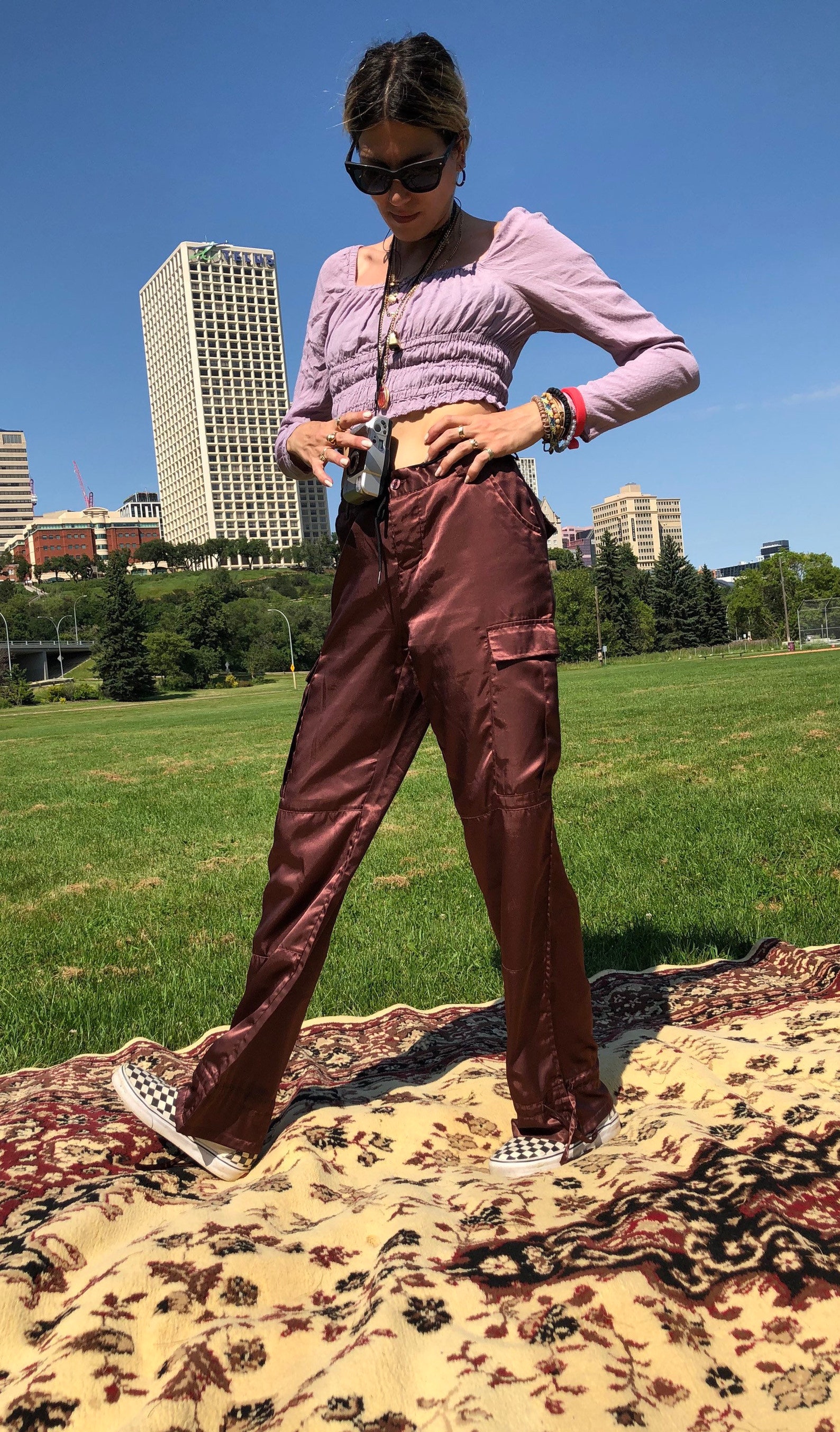 metallic cargo pants