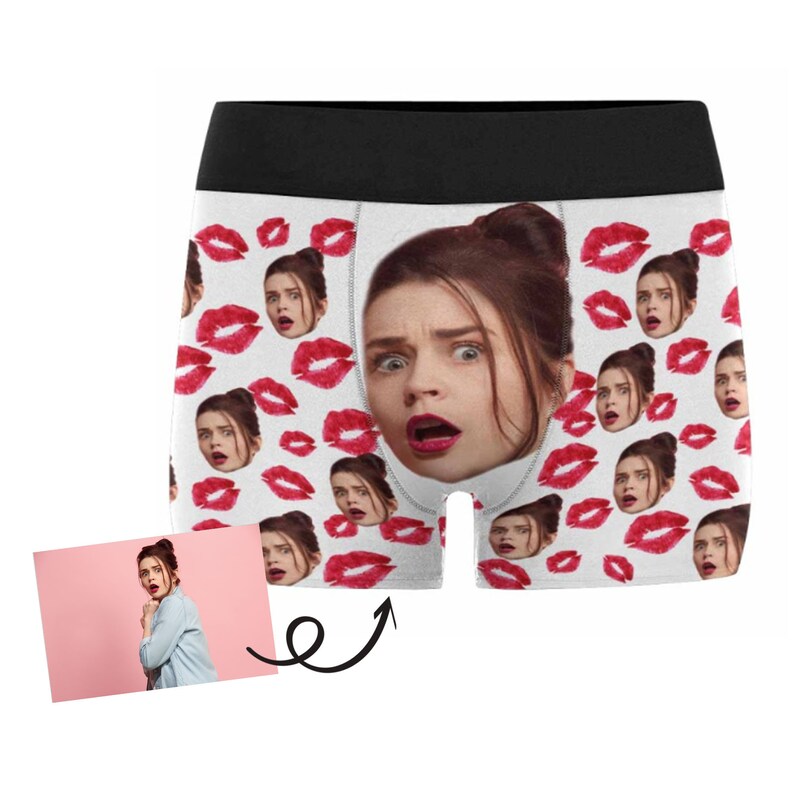 Personalized Underwear Face Red Lips Boxers Custom Photo Etsy