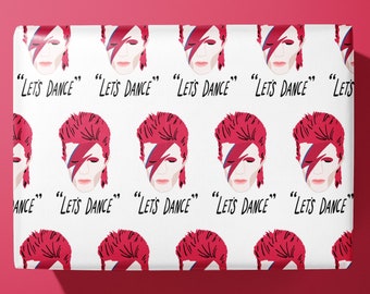 David Bowie Wrapping Paper - Let's Dance - Hand Illustrated - Hand Made
