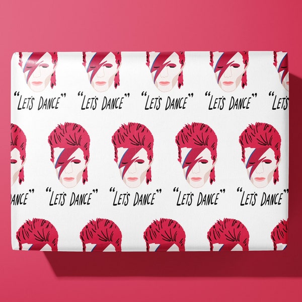 David Bowie Wrapping Paper - Let's Dance - Hand Illustrated - Hand Made