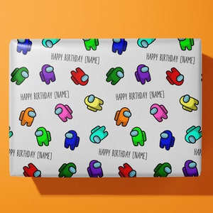 Personalised Among Us Wrapping Paper - Hand Made - Gamer Gifts