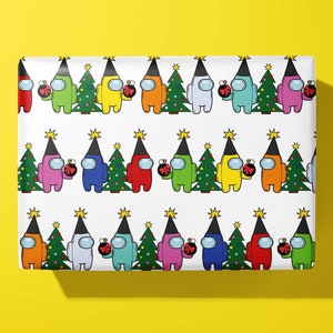 Among Us Christmas Wrapping Paper - Hand Made - Gamer Gifts