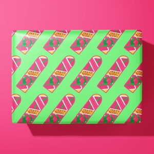 Regreso al futuro papel de envolver Hoverboard / envoltura de regalo - ilustrado a mano