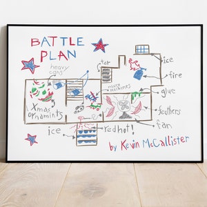 Home Alone Battle Plan-kunstprint: kleurrijk ontwerp op hoogwaardig archiveringskunstpapier