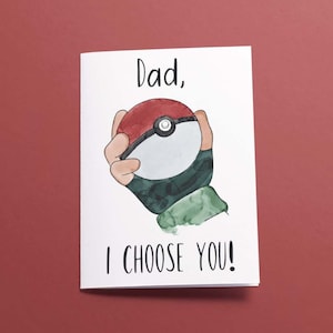 Carte Pokémon Fête des pères - personnalisée - illustrée à la main - matériaux recyclés - ÉCO