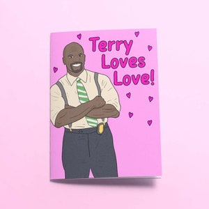 Brooklyn Nine-Nine Terry Valentines Card - Illustrato a mano - Materiali riciclati - ECO