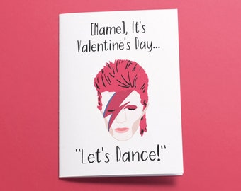 David Bowie Valentines Card - Personalised - Hand Illustrated - Recycled Materials - ECO - 5x7inches