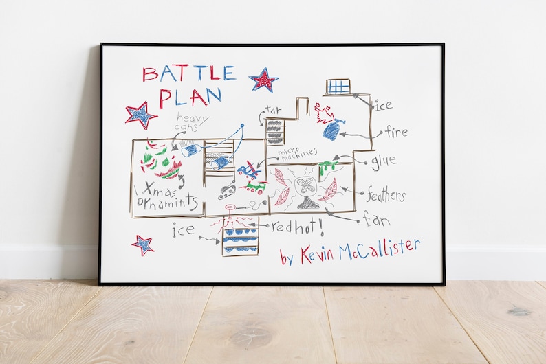 Home Alone Battle Plan Art Print Colorful Design on High-Quality Archival Art Paper image 1