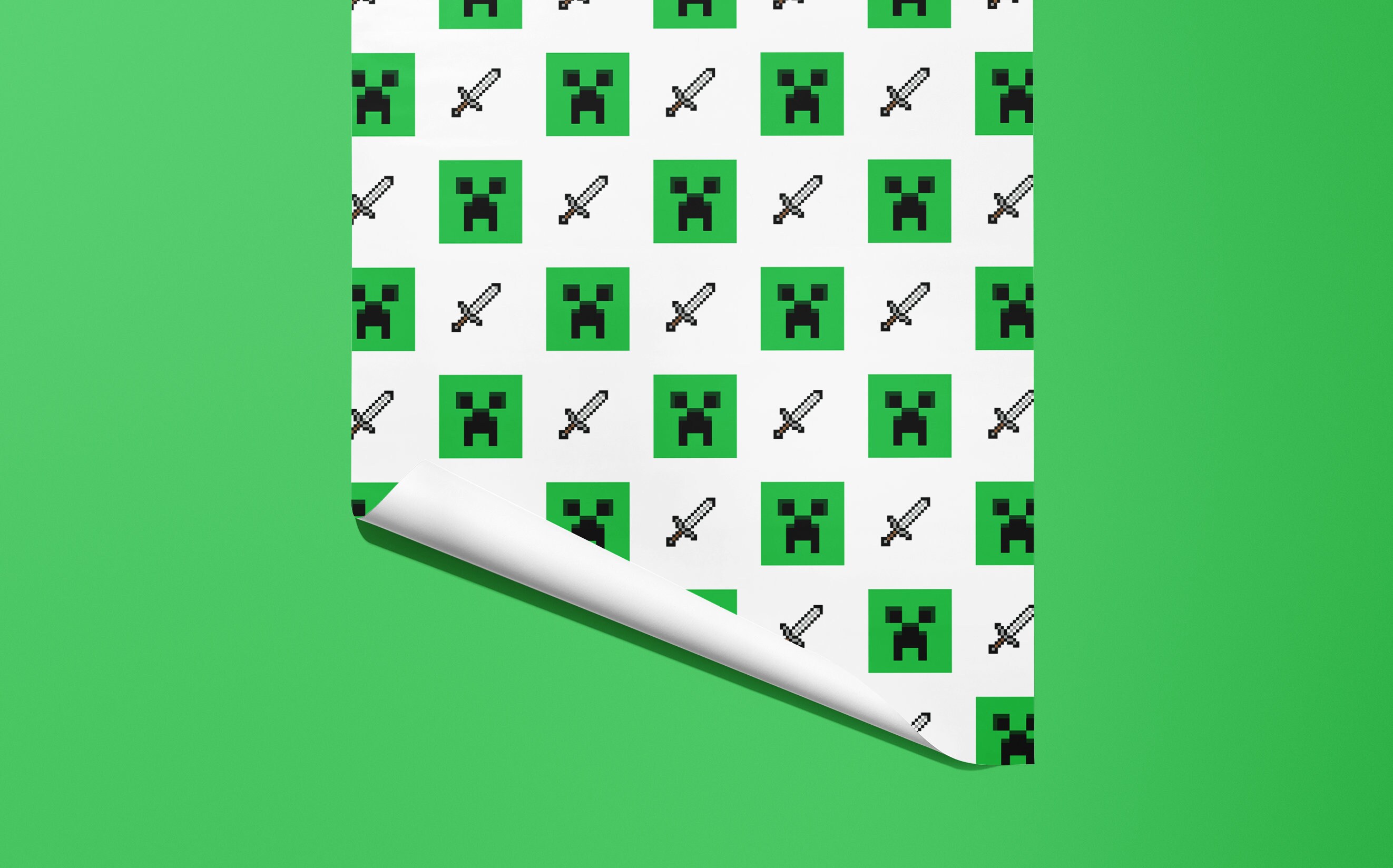 Minecraft Wrapping Paper Creeper Hand Made Etsy