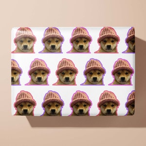 Dogwifhat Wrapping Paper - Crypto Gift Wrap - Bitcoin Gift - Hand Made - Cryptocurrency - Meme