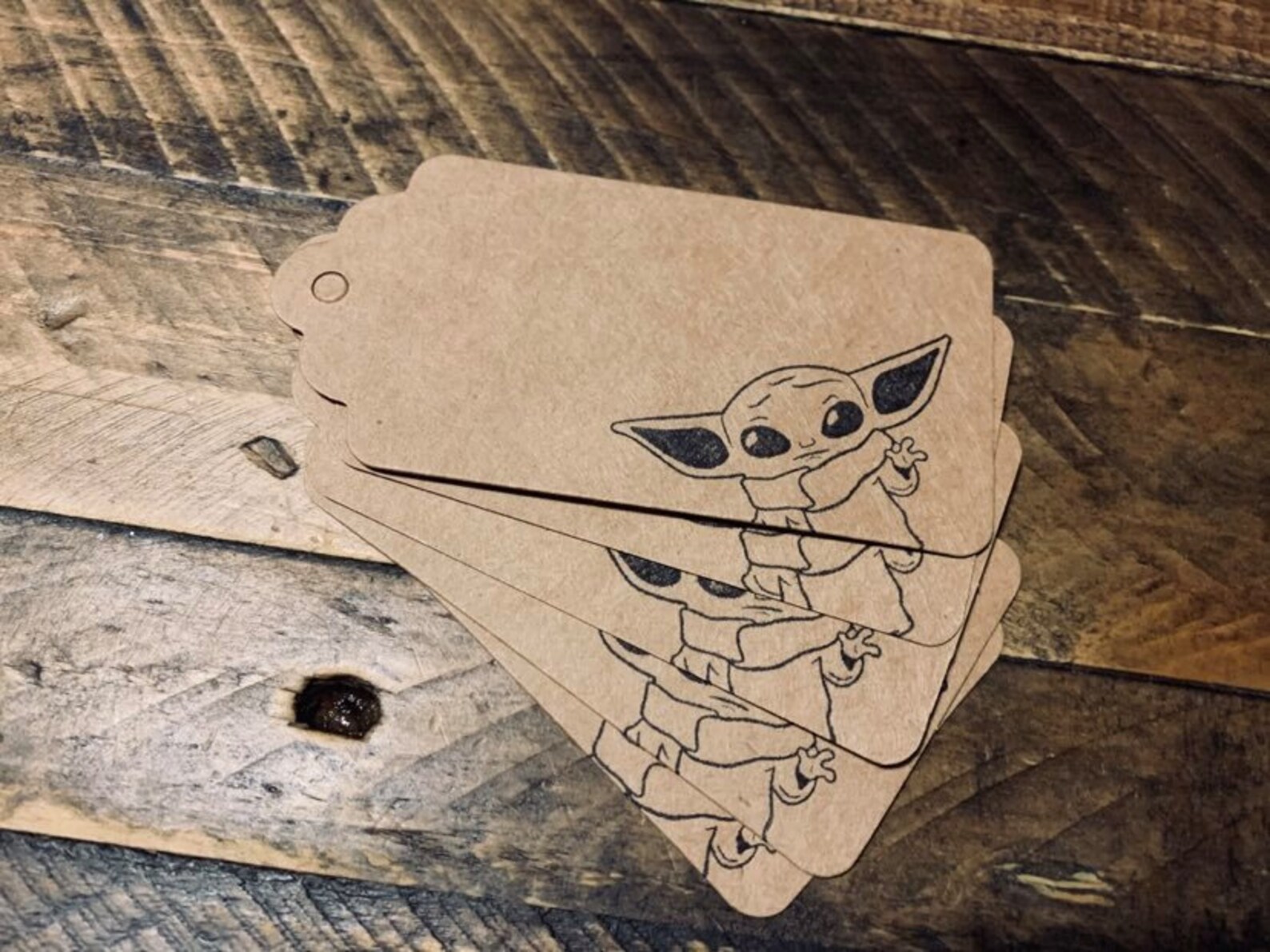 Baby Yoda Gift Tags Hand Printed Made From 100 Recycled Etsy