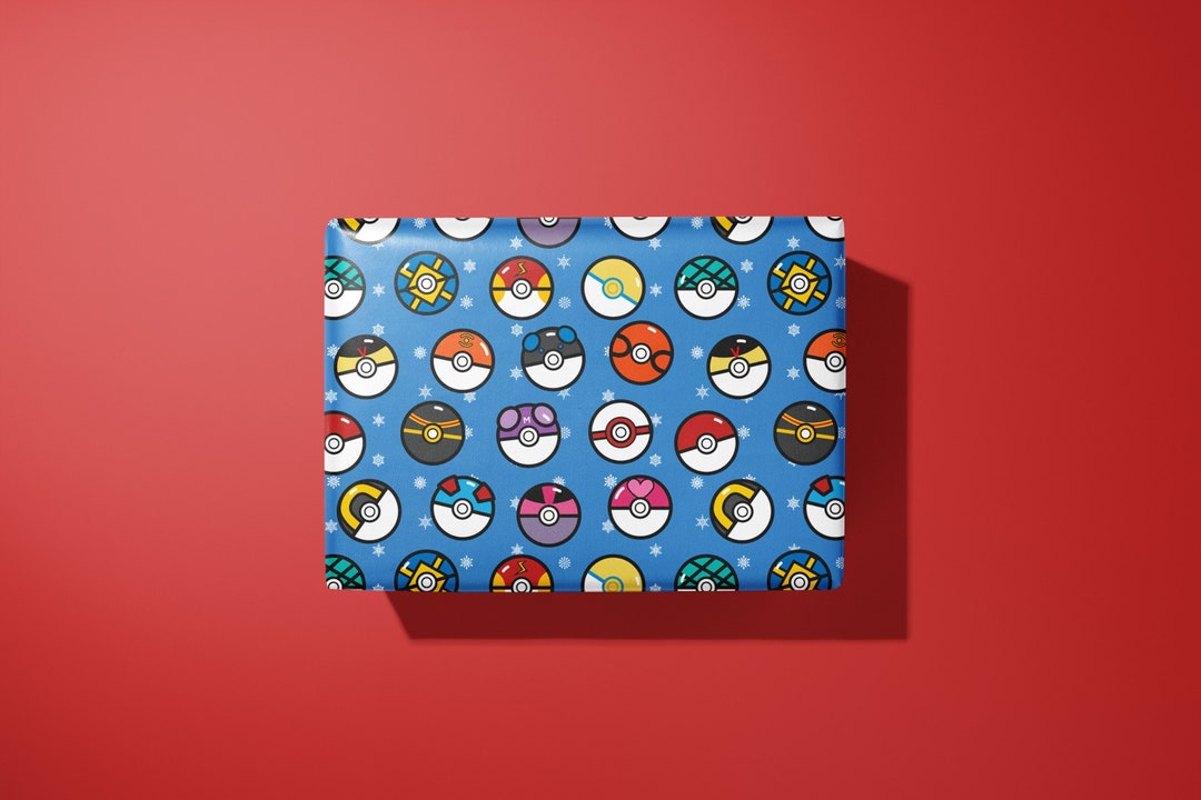 Christmas Pokemon Wrapping Paper Pokeball Hand Made Pikachu Etsy