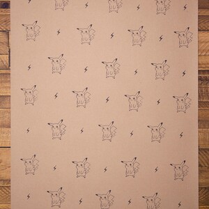 Pokemon Wrapping Paper Pikachu Hand Printed One Sheet | Etsy