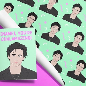 Timothée Chalamet Geburtstagskarte & Papier Bundle - Personalisiert - Hand illustriert - Recycled Materials - ECO