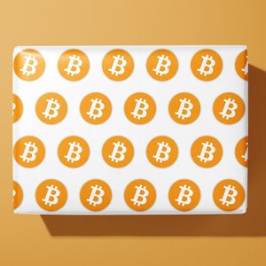 Bitcoin Wrapping Paper Crypto Gift Wrap Bitcoin Gift Hand Made Cryptocurrency BTC image 1