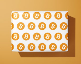 Bitcoin Wrapping Paper - Crypto Gift Wrap - Bitcoin Gift - Hand Made - Cryptocurrency BTC