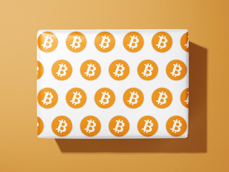 Bitcoin Wrapping Paper Crypto Gift Wrap Bitcoin Gift Hand Made Cryptocurrency BTC image 1