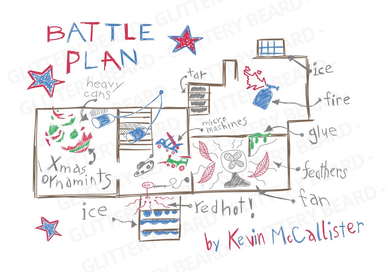 Home Alone Battle Plan Art Print Colorful Design on High-Quality Archival Art Paper image 2