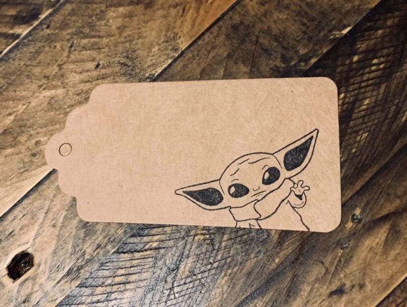 Baby Yoda Gift Tags Hand Printed Made from 100% Recycled | Etsy