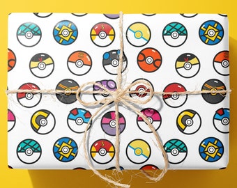 Pokemon Wrapping Paper - Pokeball - Hand Made - Pikachu