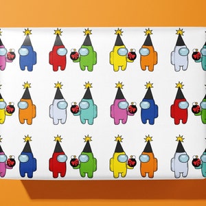 Among Us Wrapping Paper - Hand Made - Gamer Gifts