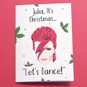 Biglietto di Natale David Bowie - Personalizzato - Illustrato a mano - Materiali riciclati - ECO