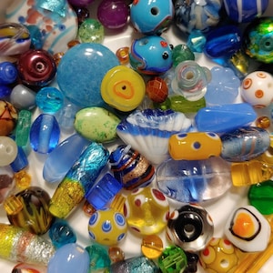 6 oz. Glass Beads, Mixed Lot Colors, Various Sizes Bead Soup. Jewelry Beading Components Loose Beads