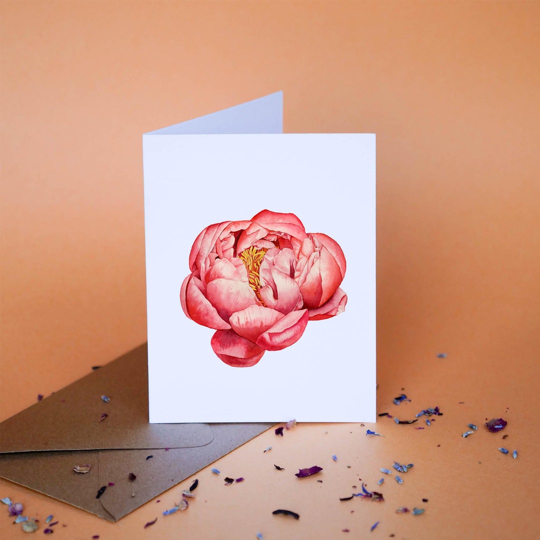 Cute Note Cards Hot Pink Peony Card Thinking of You Card Etsy