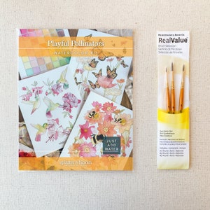 Beginner Watercolor Painting Kit Playful Pollinators Theme with Professional Grade Paper, Brushes, Paints and Instructional Video Link image 2